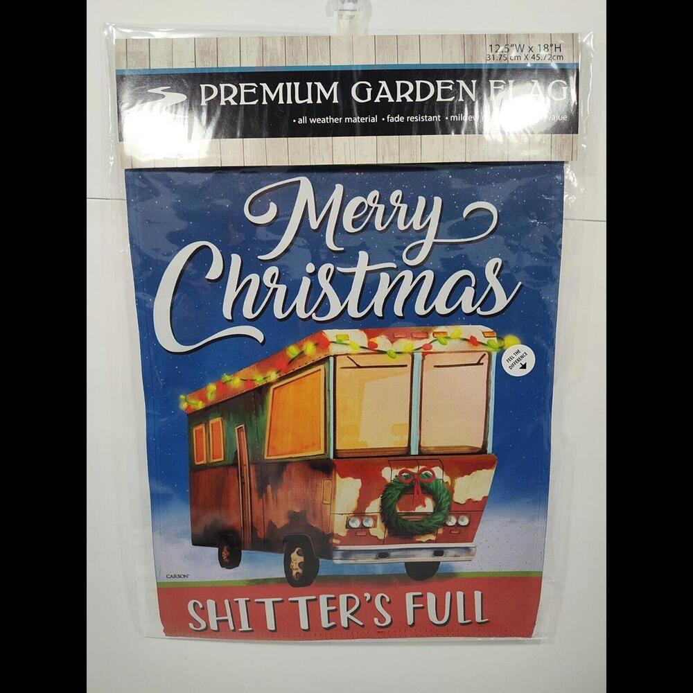 Griswold's Merry Christmas Shitter’s Full Garden Flag Funny 12.5" X 18" NWT